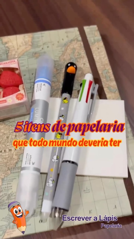 Canetas e marca-texto para o estojo